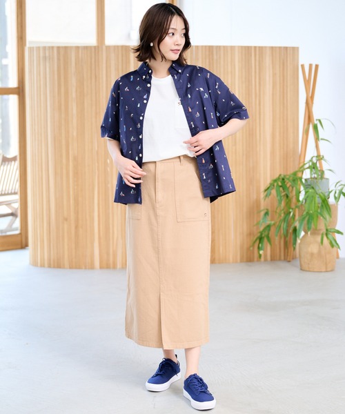 Arnold Palmer（アーノルドパーマー）の「アート総柄 半袖 シェア シャツ（シャツ/ブラウス・レディース・ネイビー/ベージュ/ホワイト・LL/L/M/XS/S）」の18枚目の写真