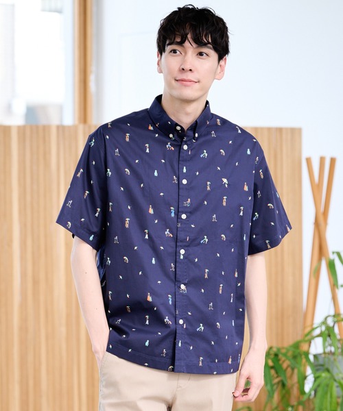 Arnold Palmer（アーノルドパーマー）の「アート総柄 半袖 シェア シャツ（シャツ/ブラウス・レディース・ネイビー/ベージュ/ホワイト・LL/L/M/XS/S）」の19枚目の写真