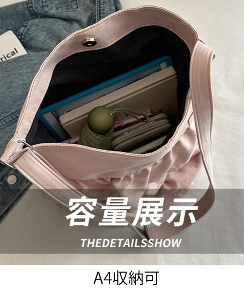 Miniministore（ミニミニストア）の「フリルショルダーバッグ ティアードバッグ（トートバッグ・レディース・ベージュ/ダークグレー/ブルー/ブラック/ベビーピンク・FREE）」の10枚目の写真
