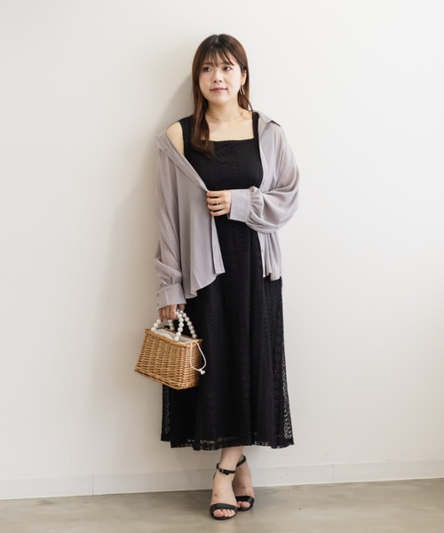 CLETTE(クレット)の「かぎ針編みノースリーブワンピース(ワンピース・レディース・アイボリー/ブラック・LL/3L/4L)」の5枚目の写真
