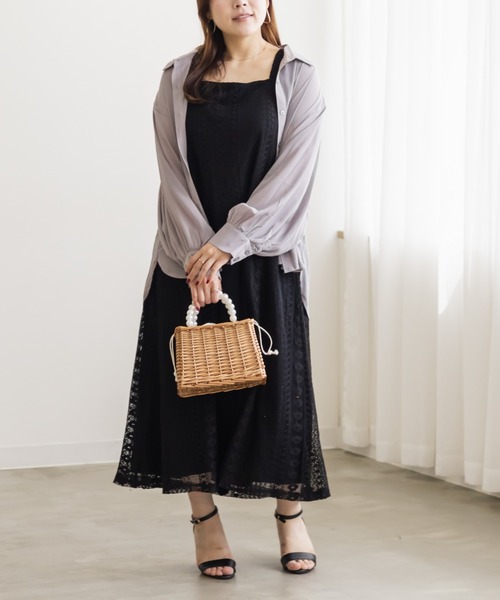 CLETTE(クレット)の「かぎ針編みノースリーブワンピース(ワンピース・レディース・アイボリー/ブラック・LL/3L/4L)」の3枚目の写真