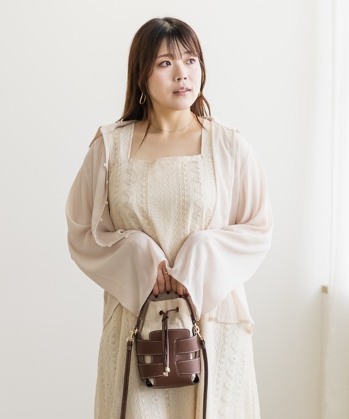CLETTE(クレット)の「かぎ針編みノースリーブワンピース(ワンピース・レディース・アイボリー/ブラック・LL/3L/4L)」の9枚目の写真