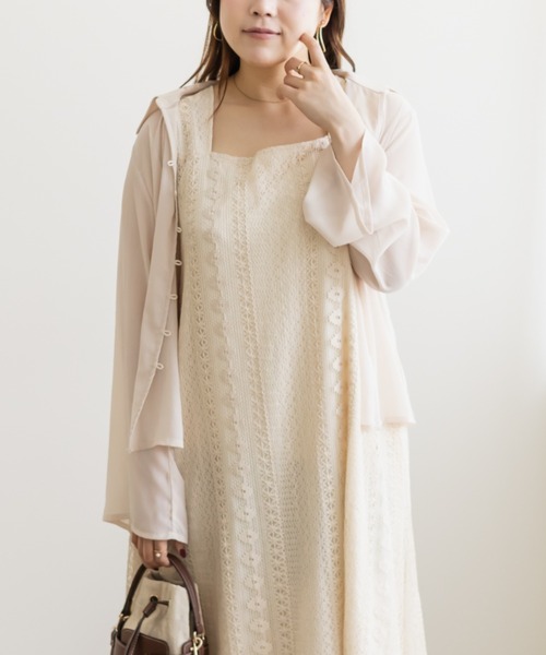 CLETTE(クレット)の「かぎ針編みノースリーブワンピース(ワンピース・レディース・アイボリー/ブラック・LL/3L/4L)」の8枚目の写真