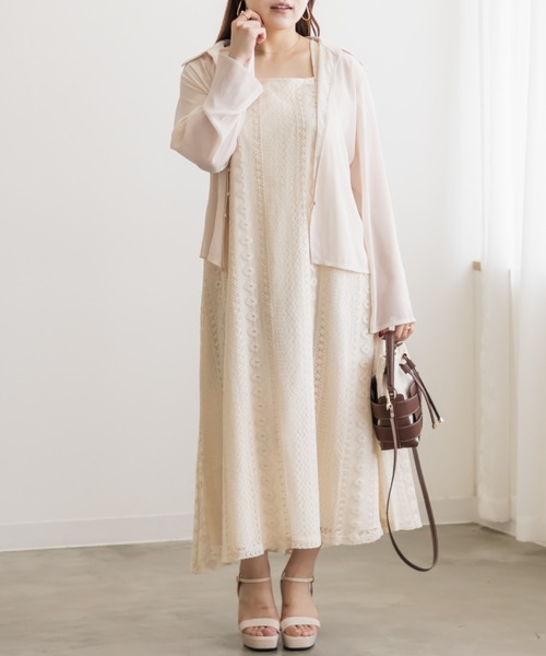 CLETTE(クレット)の「かぎ針編みノースリーブワンピース(ワンピース・レディース・アイボリー/ブラック・LL/3L/4L)」の7枚目の写真