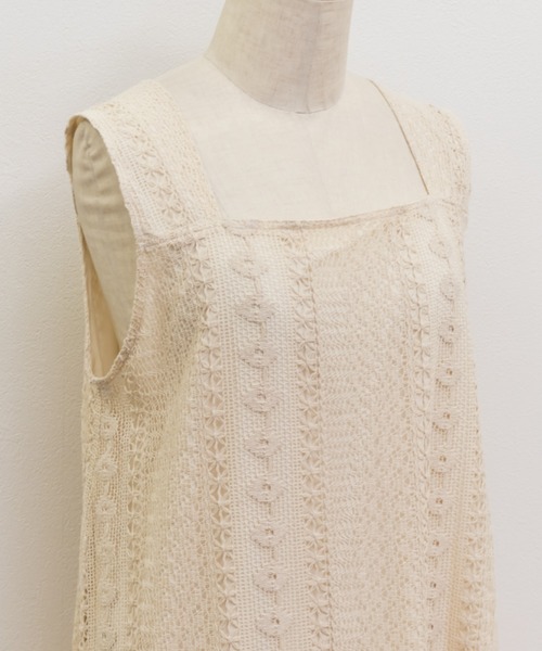 CLETTE(クレット)の「かぎ針編みノースリーブワンピース(ワンピース・レディース・アイボリー/ブラック・LL/3L/4L)」の15枚目の写真