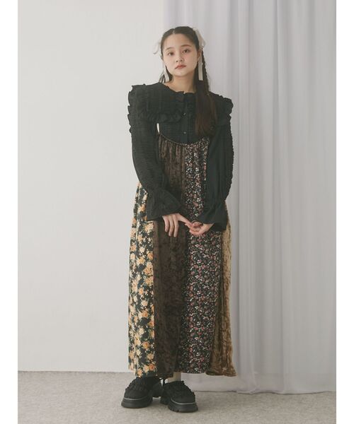 merry jenny（メリージェニー）の「フリルギャザーブラウス（シャツ/ブラウス・レディース・ブラック/オフホワイト・FREE）」の11枚目の写真