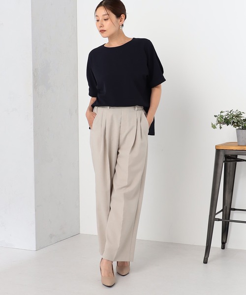 GALLORIA（ギャローリア）の「接触冷感　麻調ツータックワイドパンツ（その他パンツ・レディース・ライトベージュ/ブラック・LL/L/M/S）」の10枚目の写真