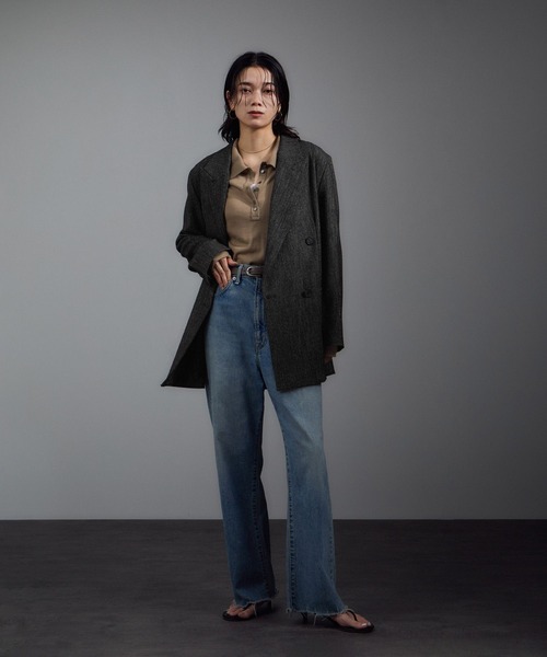 SALON adam et rope'（サロン アダム エ ロペ）の「Riopele（リオペル）ビスコースウールツイルダブルジャケット（テーラードジャケット・レディース・ダークブラウン/ブラック・M/S）」の4枚目の写真