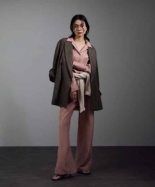 SALON adam et rope'（サロン アダム エ ロペ）の「Riopele（リオペル）ビスコースウールツイルダブルジャケット（テーラードジャケット・レディース・ダークブラウン/ブラック・M/S）」の5枚目の写真