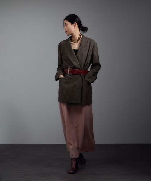 SALON adam et rope'（サロン アダム エ ロペ）の「Riopele（リオペル）ビスコースウールツイルダブルジャケット（テーラードジャケット・レディース・ダークブラウン/ブラック・M/S）」の6枚目の写真