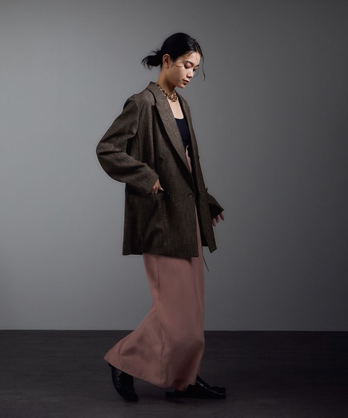 SALON adam et rope'（サロン アダム エ ロペ）の「Riopele（リオペル）ビスコースウールツイルダブルジャケット（テーラードジャケット・レディース・ダークブラウン/ブラック・M/S）」の7枚目の写真