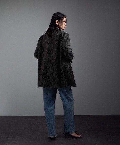 SALON adam et rope'（サロン アダム エ ロペ）の「Riopele（リオペル）ビスコースウールツイルダブルジャケット（テーラードジャケット・レディース・ダークブラウン/ブラック・M/S）」の8枚目の写真