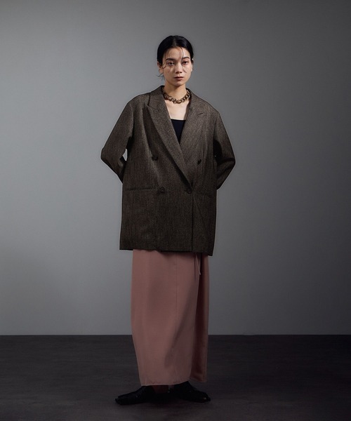SALON adam et rope'（サロン アダム エ ロペ）の「Riopele（リオペル）ビスコースウールツイルダブルジャケット（テーラードジャケット・レディース・ダークブラウン/ブラック・M/S）」の10枚目の写真