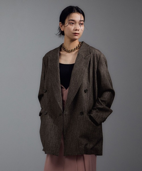 SALON adam et rope'（サロン アダム エ ロペ）の「Riopele（リオペル）ビスコースウールツイルダブルジャケット（テーラードジャケット・レディース・ダークブラウン/ブラック・M/S）」の11枚目の写真