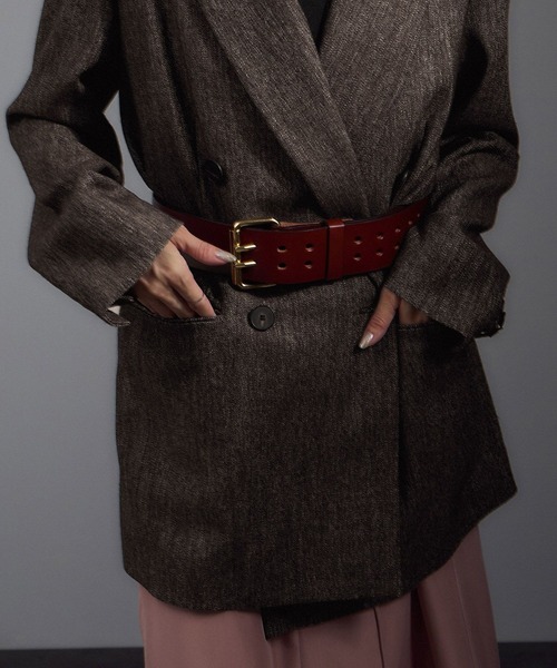 SALON adam et rope'（サロン アダム エ ロペ）の「Riopele（リオペル）ビスコースウールツイルダブルジャケット（テーラードジャケット・レディース・ダークブラウン/ブラック・M/S）」の13枚目の写真