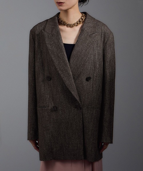 SALON adam et rope'（サロン アダム エ ロペ）の「Riopele（リオペル）ビスコースウールツイルダブルジャケット（テーラードジャケット・レディース・ダークブラウン/ブラック・M/S）」の14枚目の写真