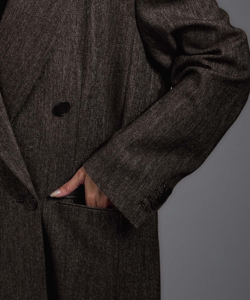 SALON adam et rope'（サロン アダム エ ロペ）の「Riopele（リオペル）ビスコースウールツイルダブルジャケット（テーラードジャケット・レディース・ダークブラウン/ブラック・M/S）」の18枚目の写真
