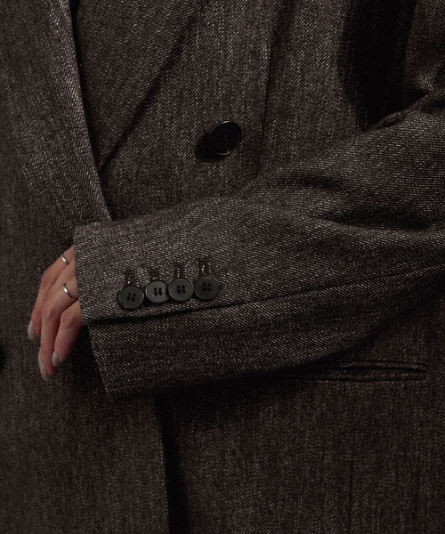 SALON adam et rope'（サロン アダム エ ロペ）の「Riopele（リオペル）ビスコースウールツイルダブルジャケット（テーラードジャケット・レディース・ダークブラウン/ブラック・M/S）」の19枚目の写真