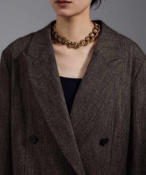 SALON adam et rope'（サロン アダム エ ロペ）の「Riopele（リオペル）ビスコースウールツイルダブルジャケット（テーラードジャケット・レディース・ダークブラウン/ブラック・M/S）」の17枚目の写真