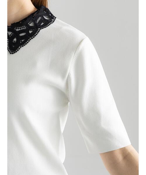 Te chichi(テチチ)の「レースカラー5分袖ニットプルオーバー(ニット/セーター・レディース・ネイビー/オフホワイト/ブラック・F)」の13枚目の写真