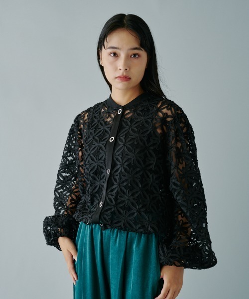 完売ブラック 42 ローズティアラ シアーブルゾン ローズティアラ Rose Tiara オーバーサイズシアーブルゾン