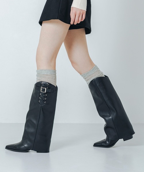 EVOL（イーボル）の「【S-LLサイズ展開・クッション入り】カバーウエスタンブーツ IZ5883（ブーツ・レディース・ブラウン/ブラック・M/L/LL/S）」の2枚目の写真