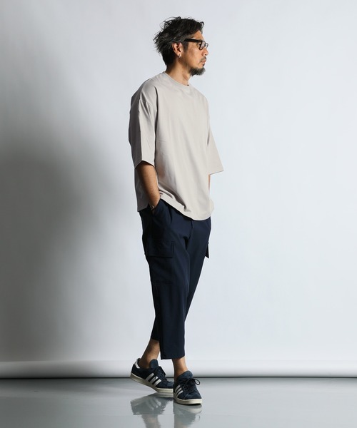 The DUFFER of ST.GEORGE（ザダファーオブセントジョージ）の「LIGHT PONTE CROPPED CARGO PANTS：ライトポンチ ジャージ素材 クロップド カーゴパンツ（カーゴパンツ・メンズ・カーキ/ホワイト/チャコールグレー/ネイビー・X-LARGE/LARGE/MEDIUM/SMALL）」の12枚目の写真