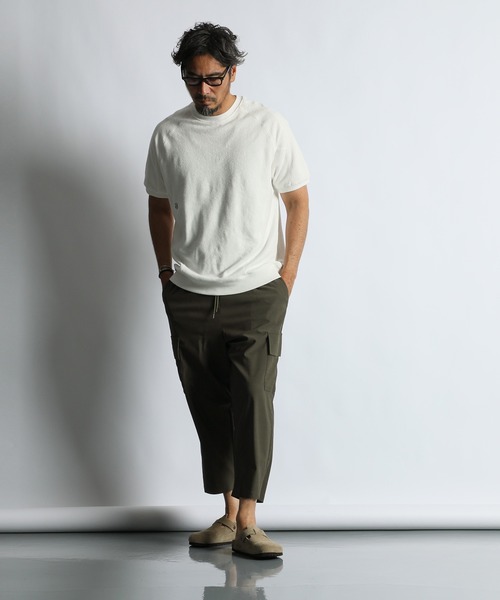The DUFFER of ST.GEORGE（ザダファーオブセントジョージ）の「LIGHT PONTE CROPPED CARGO PANTS：ライトポンチ ジャージ素材 クロップド カーゴパンツ（カーゴパンツ・メンズ・カーキ/ホワイト/チャコールグレー/ネイビー・X-LARGE/LARGE/MEDIUM/SMALL）」の10枚目の写真