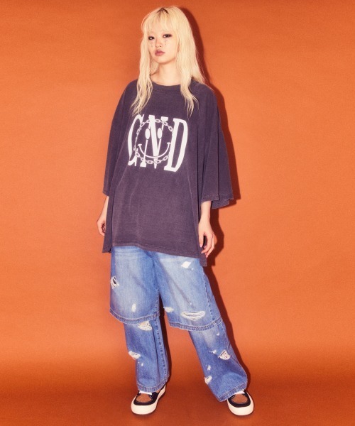 Candy Stripper（キャンディストリッパー）の「MULTI WAY DAMAGE LAYERED DENIM パンツ（デニムパンツ・レディース・ライトインディゴブルー/ブラック・FREE）」の13枚目の写真