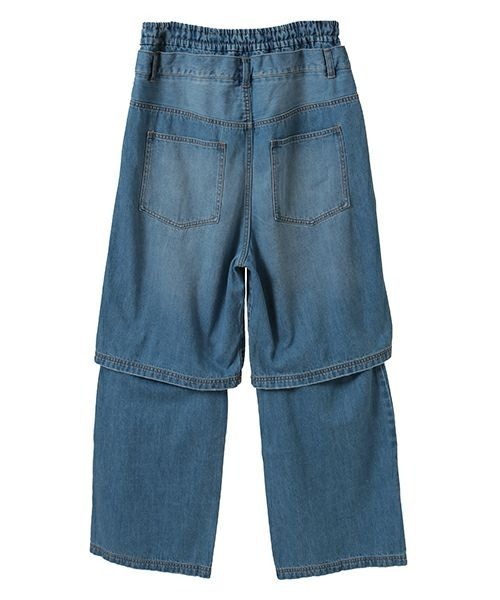 Candy Stripper（キャンディストリッパー）の「MULTI WAY DAMAGE LAYERED DENIM パンツ（デニムパンツ・レディース・ライトインディゴブルー/ブラック・FREE）」の4枚目の写真