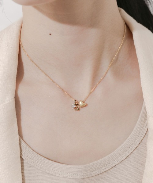 日本未入荷 Girlscrew Flutterfly イニシャルネックレス/ 3色 日本製 煌めくラージイニシャルビジューラインネックレス