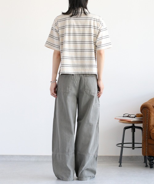 cepo（セポ）の「ワンポイントクマ刺繍マルチボーダーポロシャツ（Tシャツ/カットソー・レディース・グレー/ブラウン・M）」の6枚目の写真