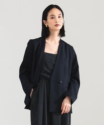 【12/4値下げ】ポリエステル ウール ラペルレス ジャケット