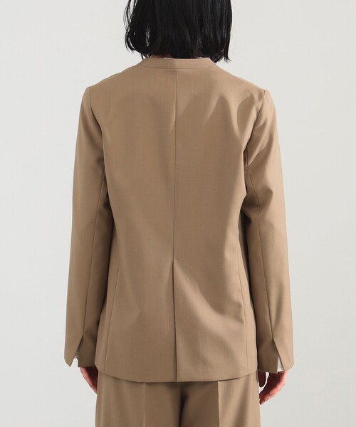 セール】【12/4値下げ】ポリエステル ウール ラペルレス ジャケット