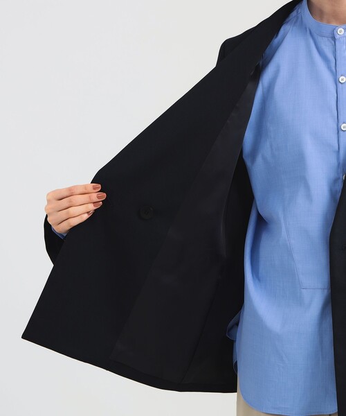 Demi-Luxe BEAMS（デミルクス ビームス）の「【1/9再値下げ】ポリエステル ウール ラペルレス ジャケット（その他アウター・レディース・ベージュ/ネイビー・36/38）」の6枚目の写真