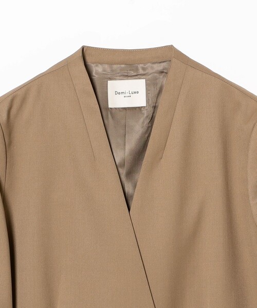Demi-Luxe BEAMS（デミルクス ビームス）の「【1/9再値下げ】ポリエステル ウール ラペルレス ジャケット（その他アウター・レディース・ベージュ/ネイビー・36/38）」の12枚目の写真