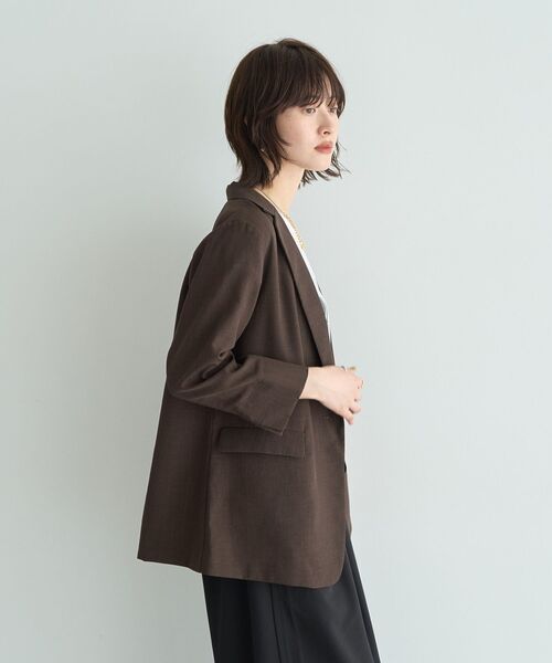 YECCA VECCA（イェッカヴェッカ）の「リネンライクジャケット②（テーラードジャケット・レディース・ネイビー/ブラウン・FREE）」の12枚目の写真