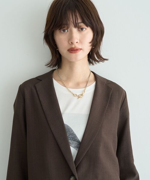 YECCA VECCA（イェッカヴェッカ）の「リネンライクジャケット②（テーラードジャケット・レディース・ネイビー/ブラウン・FREE）」の15枚目の写真