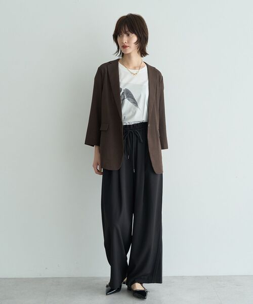 YECCA VECCA（イェッカヴェッカ）の「リネンライクジャケット②（テーラードジャケット・レディース・ネイビー/ブラウン・FREE）」の20枚目の写真