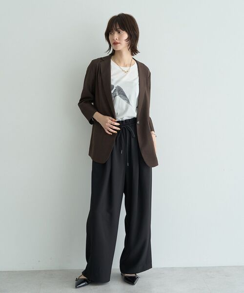 YECCA VECCA（イェッカヴェッカ）の「リネンライクジャケット②（テーラードジャケット・レディース・ネイビー/ブラウン・FREE）」の21枚目の写真