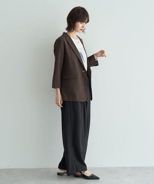 YECCA VECCA（イェッカヴェッカ）の「リネンライクジャケット②（テーラードジャケット・レディース・ネイビー/ブラウン・FREE）」の22枚目の写真