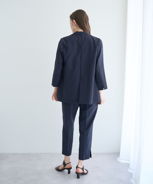 YECCA VECCA（イェッカヴェッカ）の「リネンライクジャケット②（テーラードジャケット・レディース・ネイビー/ブラウン・FREE）」の7枚目の写真