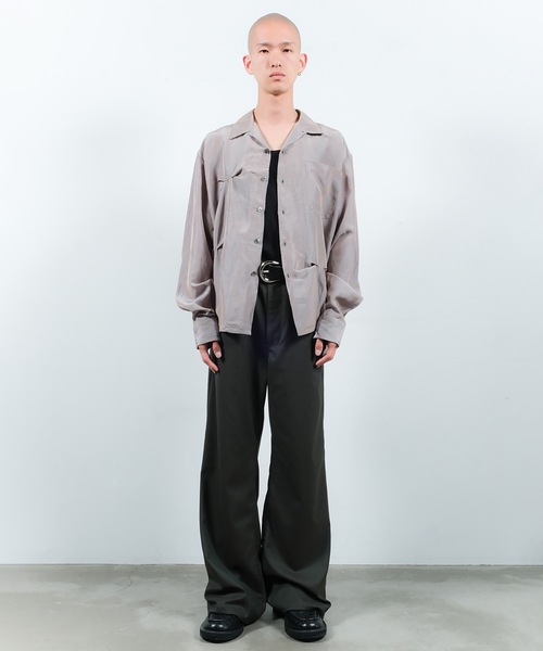 Jieda（ジエダ）の「HAND STITCH OPEN COLLAR SHIRT（シャツ/ブラウス・メンズ・ダークグレー/オリーブ系・1/2）」の4枚目の写真