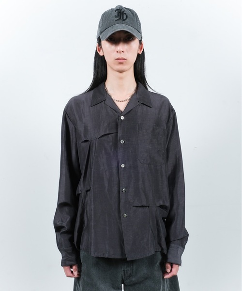 Jieda（ジエダ）の「HAND STITCH OPEN COLLAR SHIRT（シャツ/ブラウス・メンズ・ダークグレー/オリーブ系・1/2）」の8枚目の写真