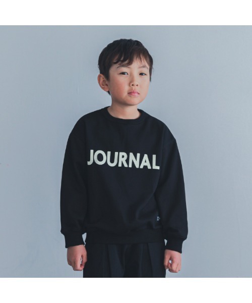 ZERO standerd(ゼロスタンダード)の「ゼロスタンダード JOURNAL トレーナー(スウェット・キッズ・サンドベージュ/パープル/ブラック・110cm/120cm/130cm/140cm/150cm/160cm/100cm)」の1枚目の写真