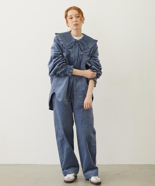 MILKFED.(ミルクフェド)の「BIG COLLAR CORDUROY SHIRT(シャツ/ブラウス・レディース・オフホワイト/ライトブルー/ブラウン・ONE SIZE)」の6枚目の写真