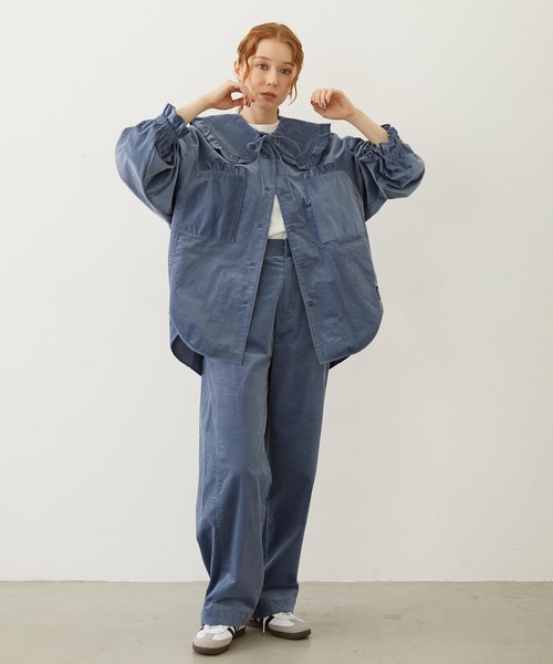 MILKFED.(ミルクフェド)の「BIG COLLAR CORDUROY SHIRT(シャツ/ブラウス・レディース・オフホワイト/ライトブルー/ブラウン・ONE SIZE)」の9枚目の写真