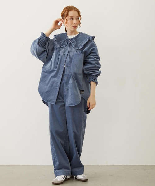 MILKFED.(ミルクフェド)の「BIG COLLAR CORDUROY SHIRT(シャツ/ブラウス・レディース・オフホワイト/ライトブルー/ブラウン・ONE SIZE)」の10枚目の写真