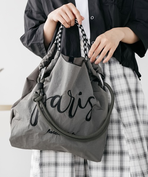 mili an deni(ミリアンデニ)の「3WAYフォントロープトートバッグ(ショルダーバッグ・レディース・カーキ/ブラック/ホワイト・F)」の1枚目の写真