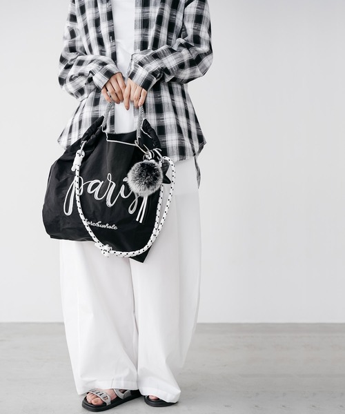 mili an deni(ミリアンデニ)の「3WAYフォントロープトートバッグ(ショルダーバッグ・レディース・カーキ/ブラック/ホワイト・F)」の20枚目の写真